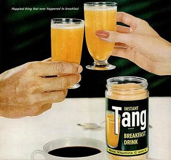 Bebida de desayuno instantánea Tang. Anuncio vintage de General Foods, EE. UU. 1959 Bebida de desayuno instantánea Tang. Anuncio vintage de General Foods, EE. UU. 1959