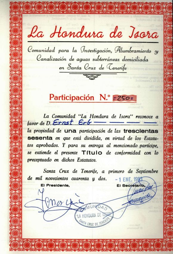 Bananenanbau in Teneriffa benötigt genügend eigenes Wasser. Beteiligung an Quelle (1983). Bananenanbau in Teneriffa benötigt genügend eigenes Wasser. Beteiligung an Quelle (1983).