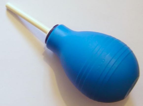 Classic rectal bulb syringe in blue. Classic rectal bulb syringe in blue.