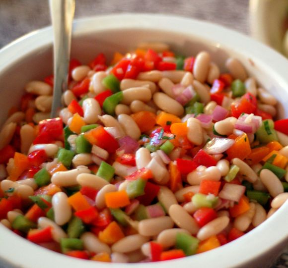 Dish with colorful beans salad. Legumes contain a lot of proteins. Dish with colorful beans salad. Legumes contain a lot of proteins.