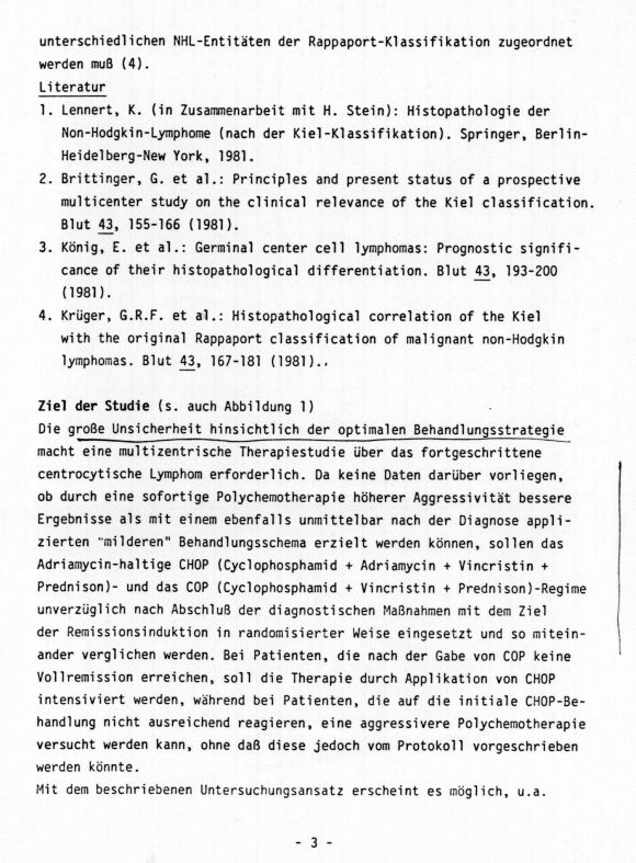 Prof. G. Brittinger, Uni Essen, Multizentrische Therapiestudie, Studienprotokoll 4/5