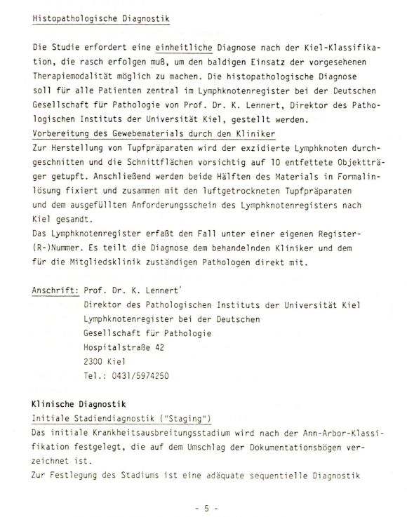 Prof. G. Brittinger, Uni Essen, Multizentrische Therapiestudie, Studienprotokoll 5/5