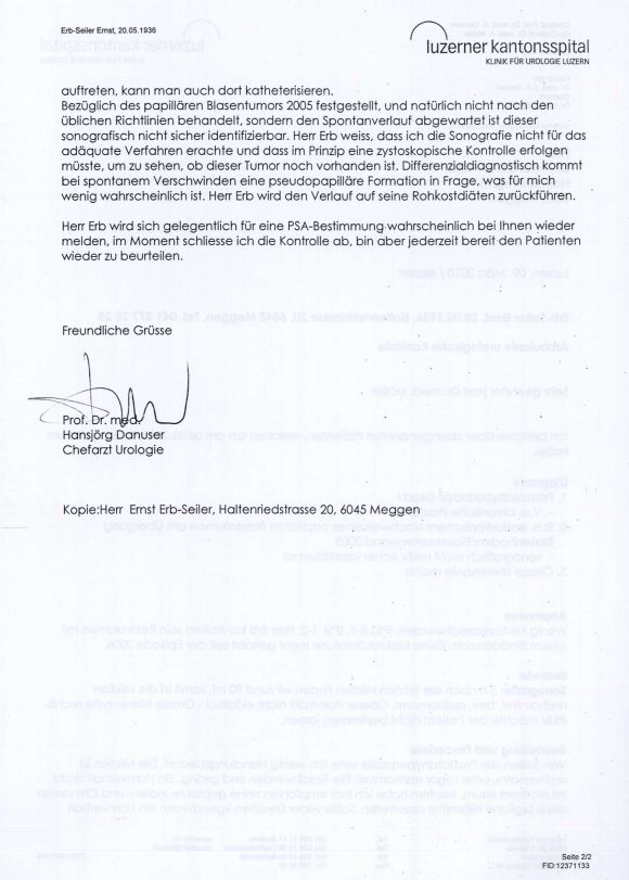 Resultat Sonografie Blasen-Papillom, März 2010, 2/2.