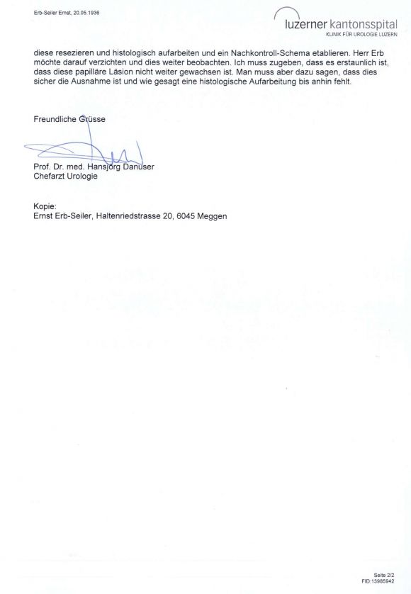 Juli 2015 Bericht über die Sonografie Blasen-Papillom, 2/2.