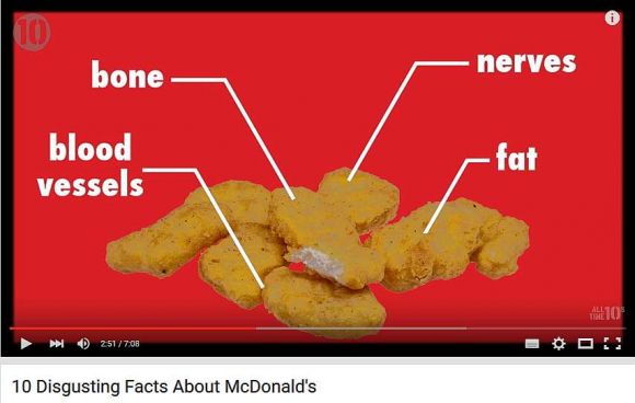 YouTube-Video über 10 ekelhafte Fakten zu McDonald's.