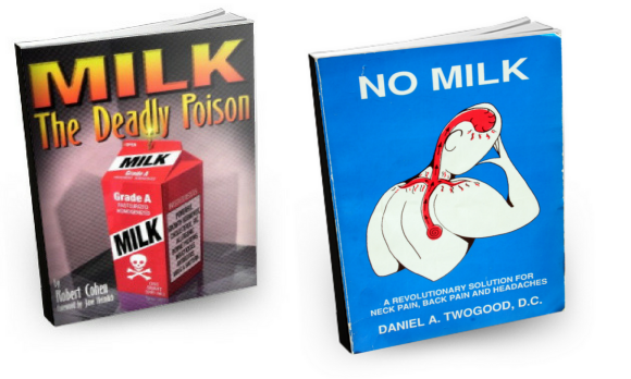 Book cover of "Milk, the deadly poison" by R. Cohen and book cover of "NO Milk" by D.A. Twogood. Book cover of "Milk, the deadly poison" by R. Cohen and book cover of "NO Milk" by D.A. Twogood.