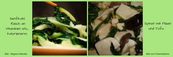 Senfkohl, reich an Vitaminen und Spinat mit Pilzen und Tofu Senfkohl, reich an Vitaminen und Spinat mit Pilzen und Tofu
