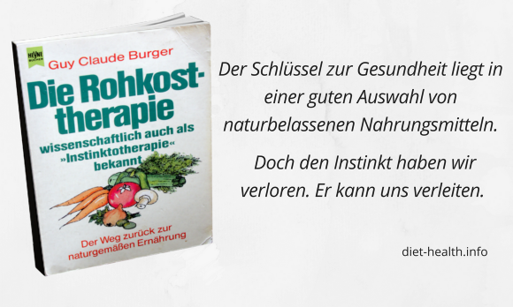 Abbildung Buch (links) plus Text über gesunde Ernährung.