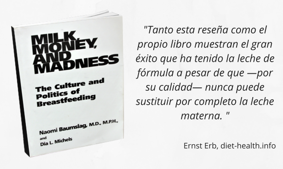 Libro collage "Milk, Money, and Madness" e testo a destra.