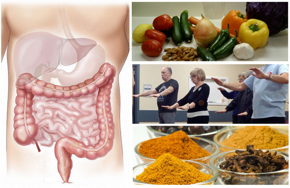 Tratto intestinale e cosa fare per mantenerlo in salute (verdura, sport, curcuma)