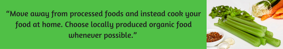 Text collage with vegetables on the right: away from convenience food, towards natural nutrition. Text collage with vegetables on the right: away from convenience food, towards natural nutrition.