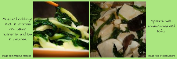 Mustard cabbage, rich in vitamins and spinach with mushrooms and tofu. Mustard cabbage, rich in vitamins and spinach with mushrooms and tofu.