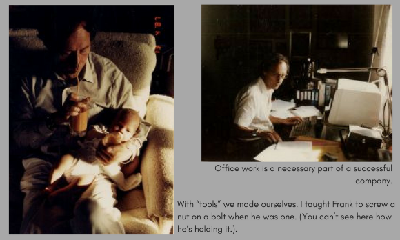 Infant and father drink natural mix, right office work 1983 with first IBM PC. Infant and father drink natural mix, right office work 1983 with first IBM PC.