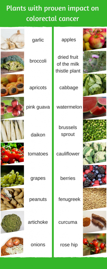 Pictures of plants which help prevent colorectal cancer. Pictures of plants which help prevent colorectal cancer.