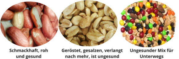 Gesunder und ungesunder Snack für Unterwegs. Gesunder und ungesunder Snack für Unterwegs.