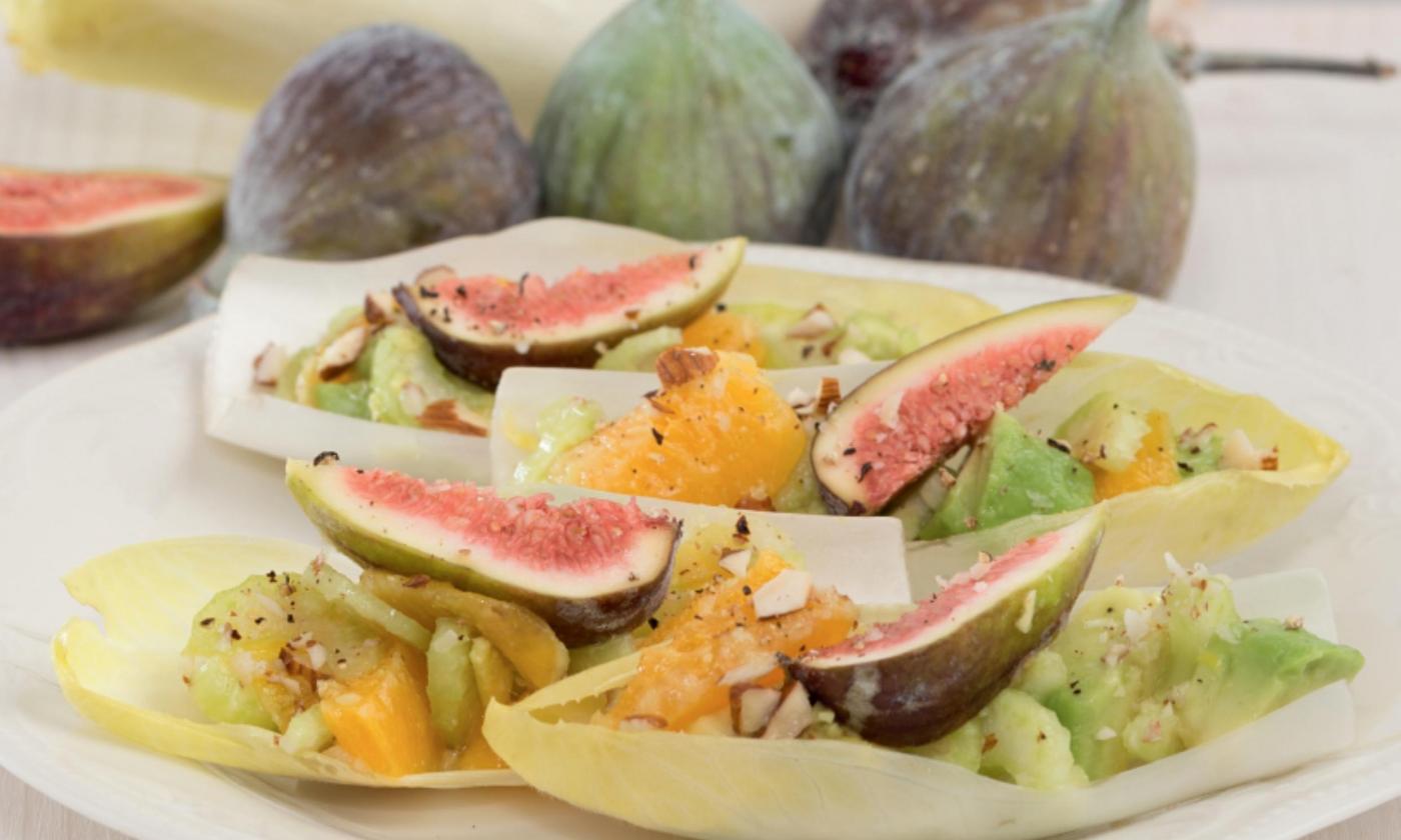 Ensalada de endivias e higos con apio blanqueado y aguacates | Fundación G+E