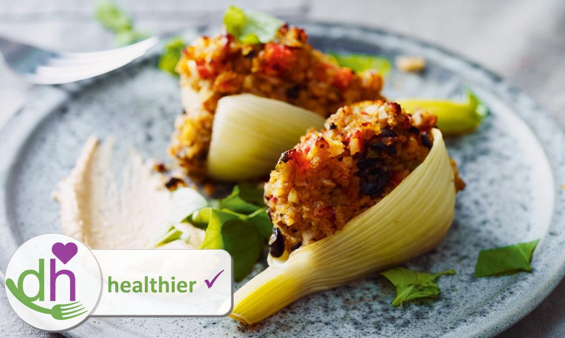 Picture of the original recipe "Mediterranean stuffed fennel with green spelt" from the "No-Fat Cookbook"