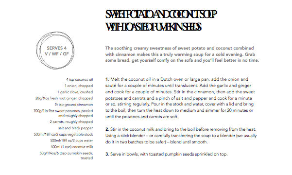 Recipe for Sweet Potato and Coconut Soup with Toasted Pumpkin Seeds