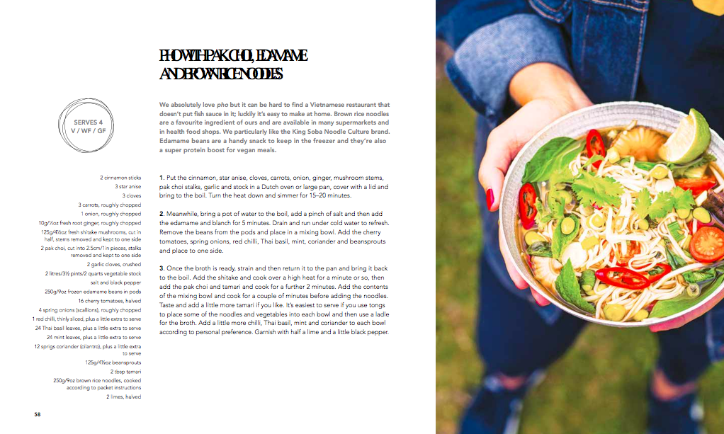 Recipe and photo of Pho with Pak Choi, Edamame and ... from “Wholefood Heaven in a Bowl,” p. 58–59