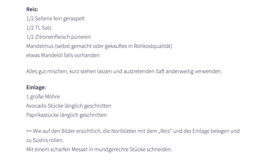 Recipe (1/2) "Sushi with celery rice" from the blog "Kraftort Rohkostküche" by Lena Erlmann.