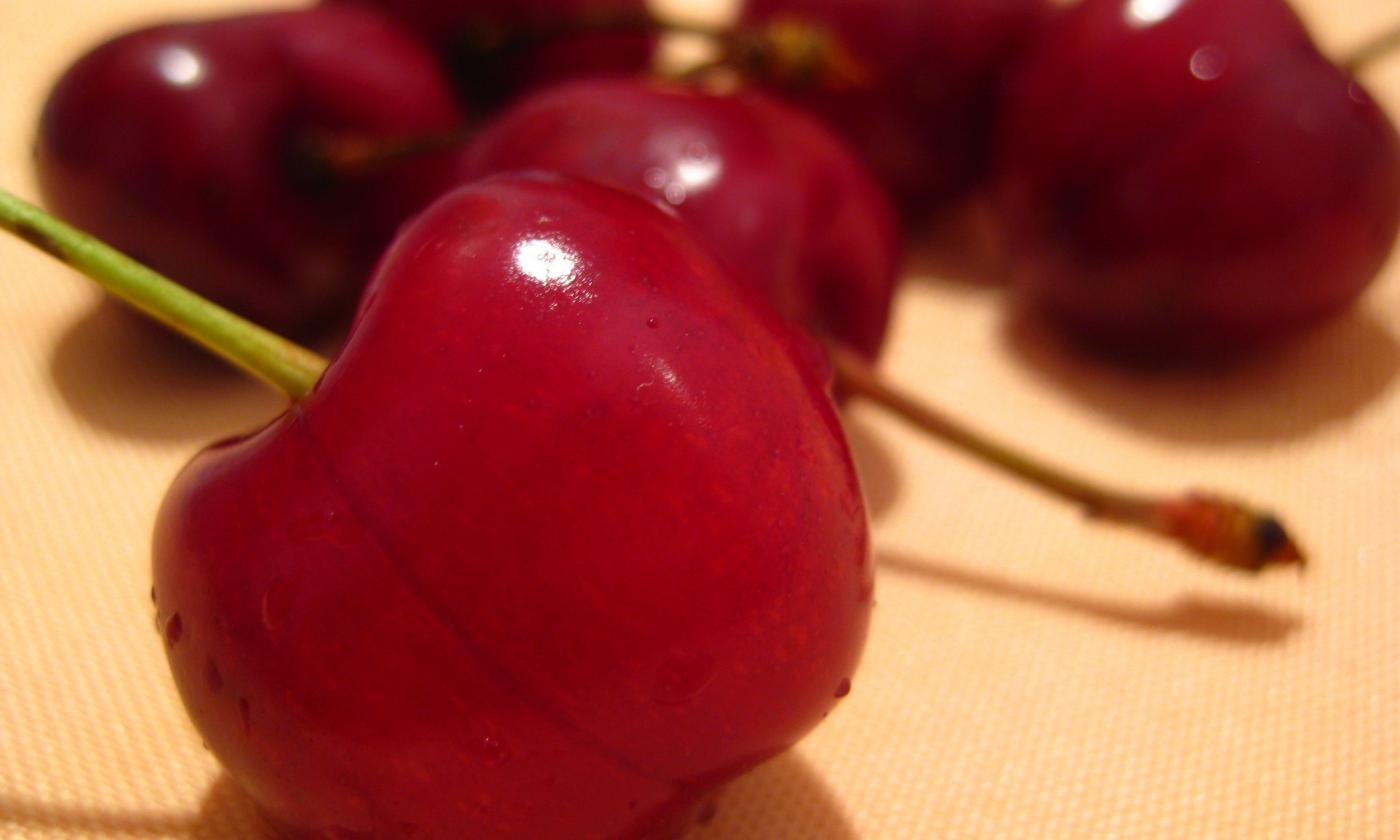 Amarene solitarie sdraiato sul tavolo - Prunus cerasus. Amarene solitarie sdraiato sul tavolo - Prunus cerasus.