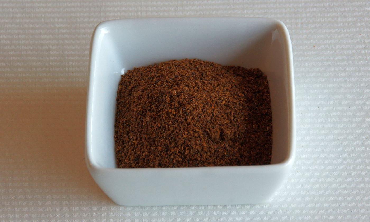 Chili powder in a bowl. Chili powder is popular in American, Mexican, and Spanish cuisines.