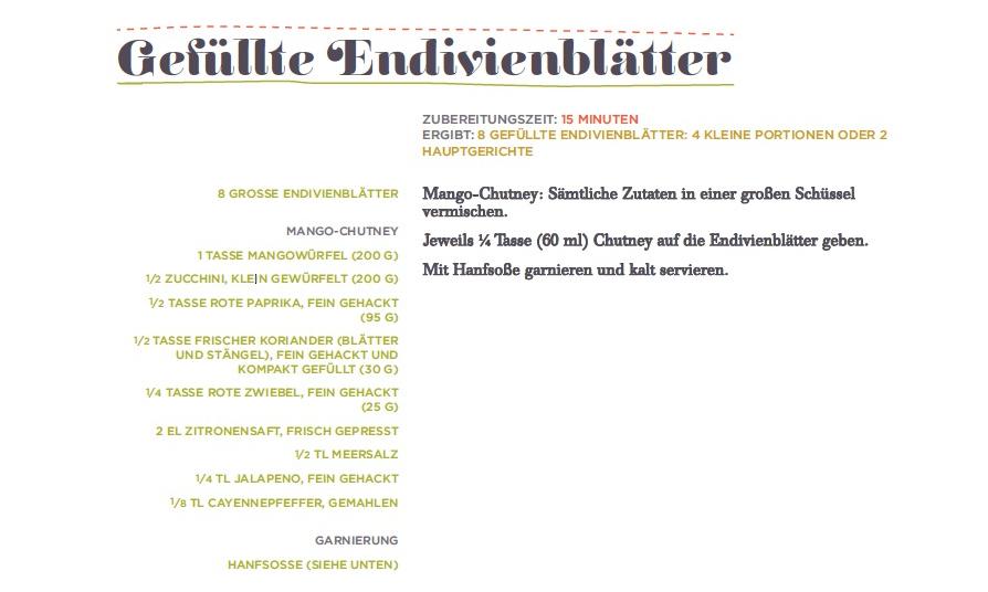 Rezept: "Gefüllte Endivienblätter" aus dem Buch: "Rohessenz", Seite 147