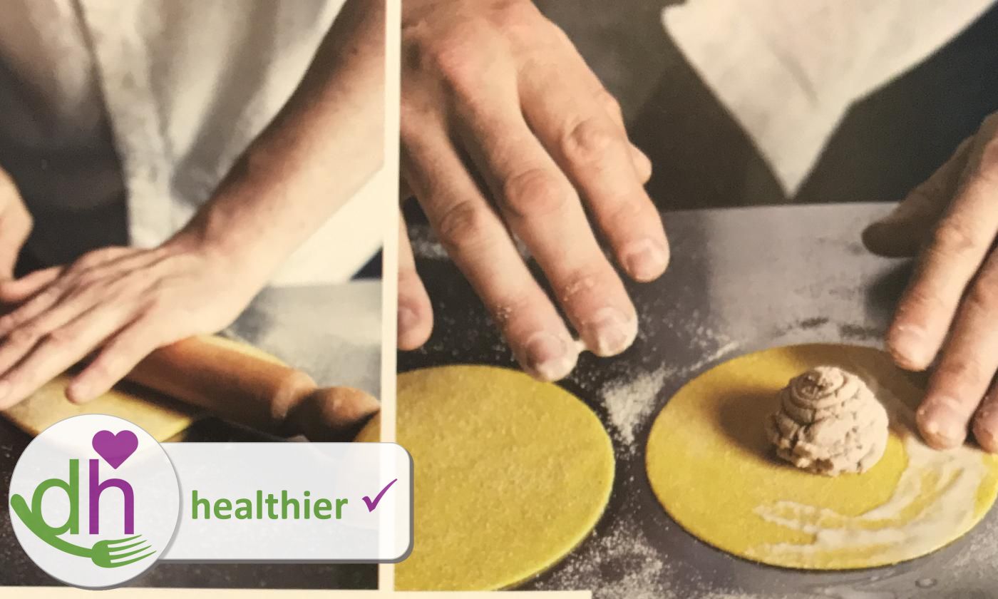 Preparación de los tortellini (parte 1): «Tortellini de nueces con reducción de vino tinto y setas».