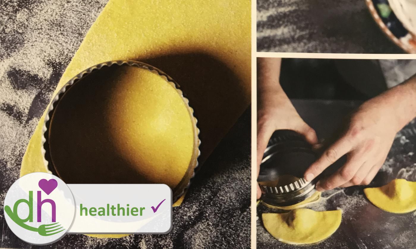 Preparación de los tortellini (parte 2): «Tortellini de nueces con reducción de vino tinto y setas».