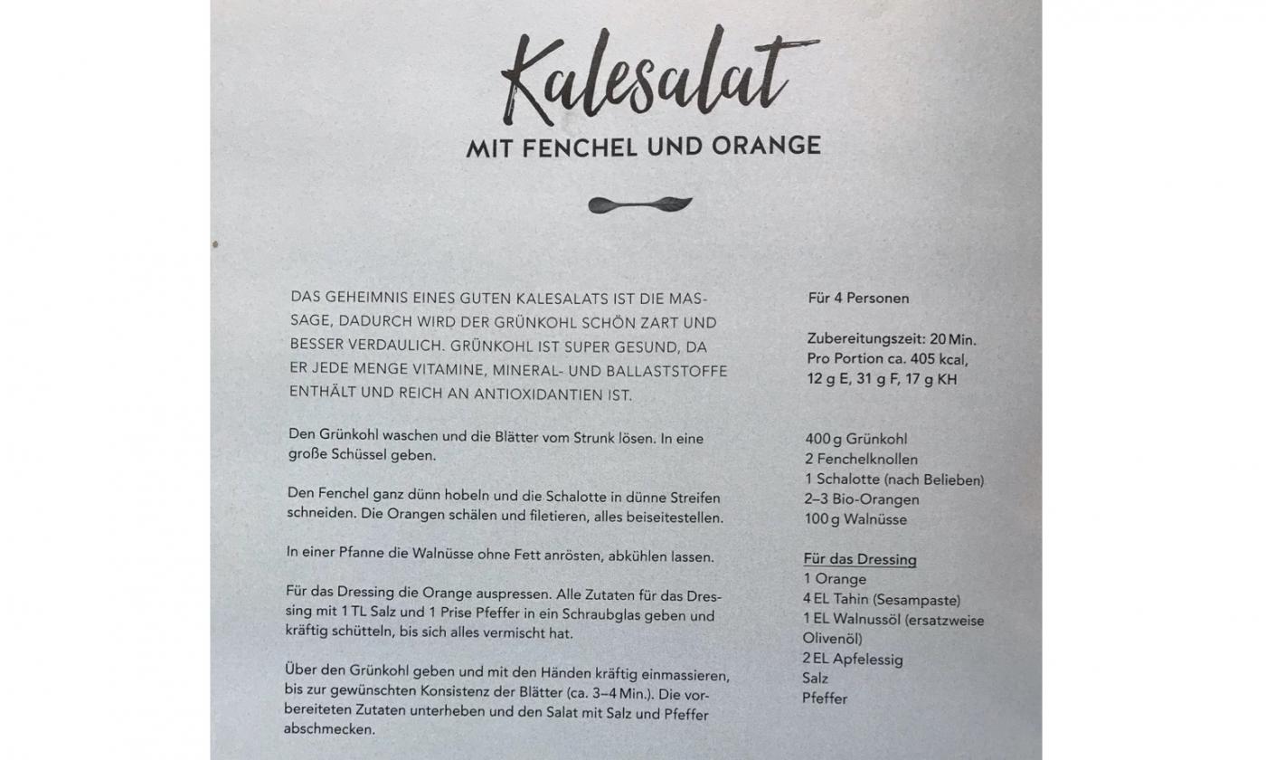 Rezept "Kalesalat mit Fenchel und Orange" aus "Taste of life", Seite 132.