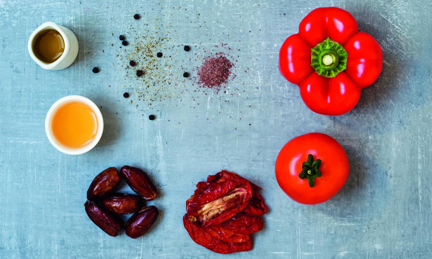 Ingredientes para preparar «Kétchup crudivegano» del libro «Rohkost Power for you», página 33