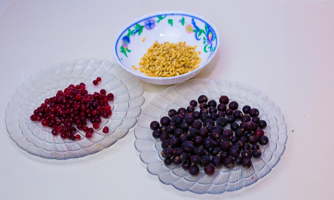 Entrega de los ingredientes para el “batido de frutos rojos con germen de trigo”.