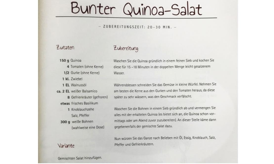Recipe "Colorful Quinoa Salad" from the book "Vegan with Family - it works" by A. Lüßenhop, p. 75