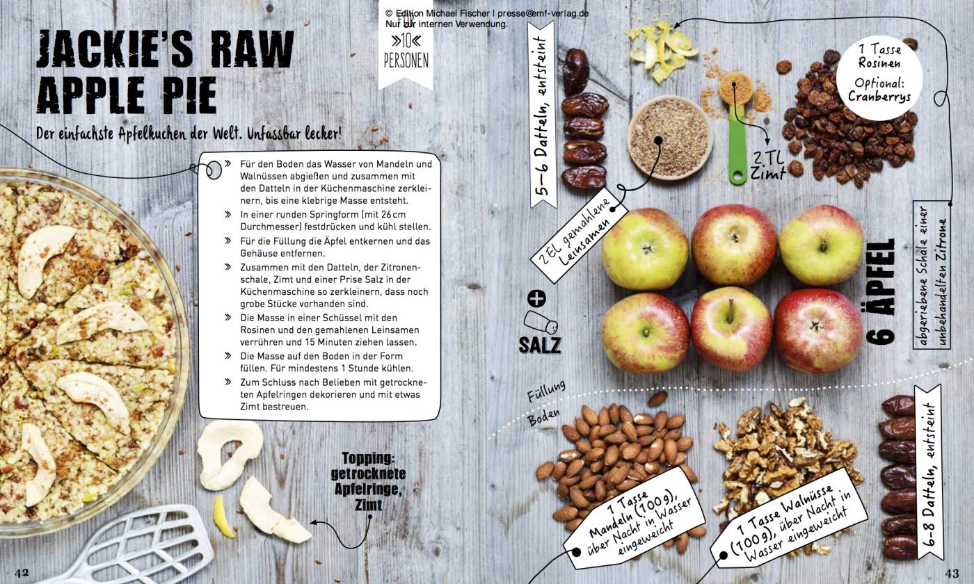 Ricetta «Torta di mele cruda», da «Rohkost Power for you» di Irina Pawassar, pagina 42/43