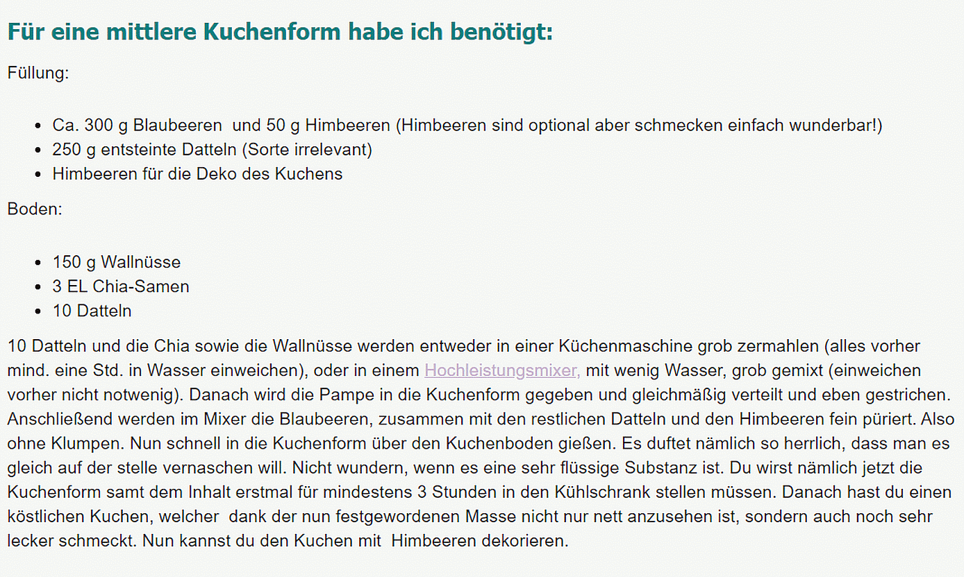 Recipe: Sweet raw-vegan blueberry cake with walnuts from Julia Rawsome.