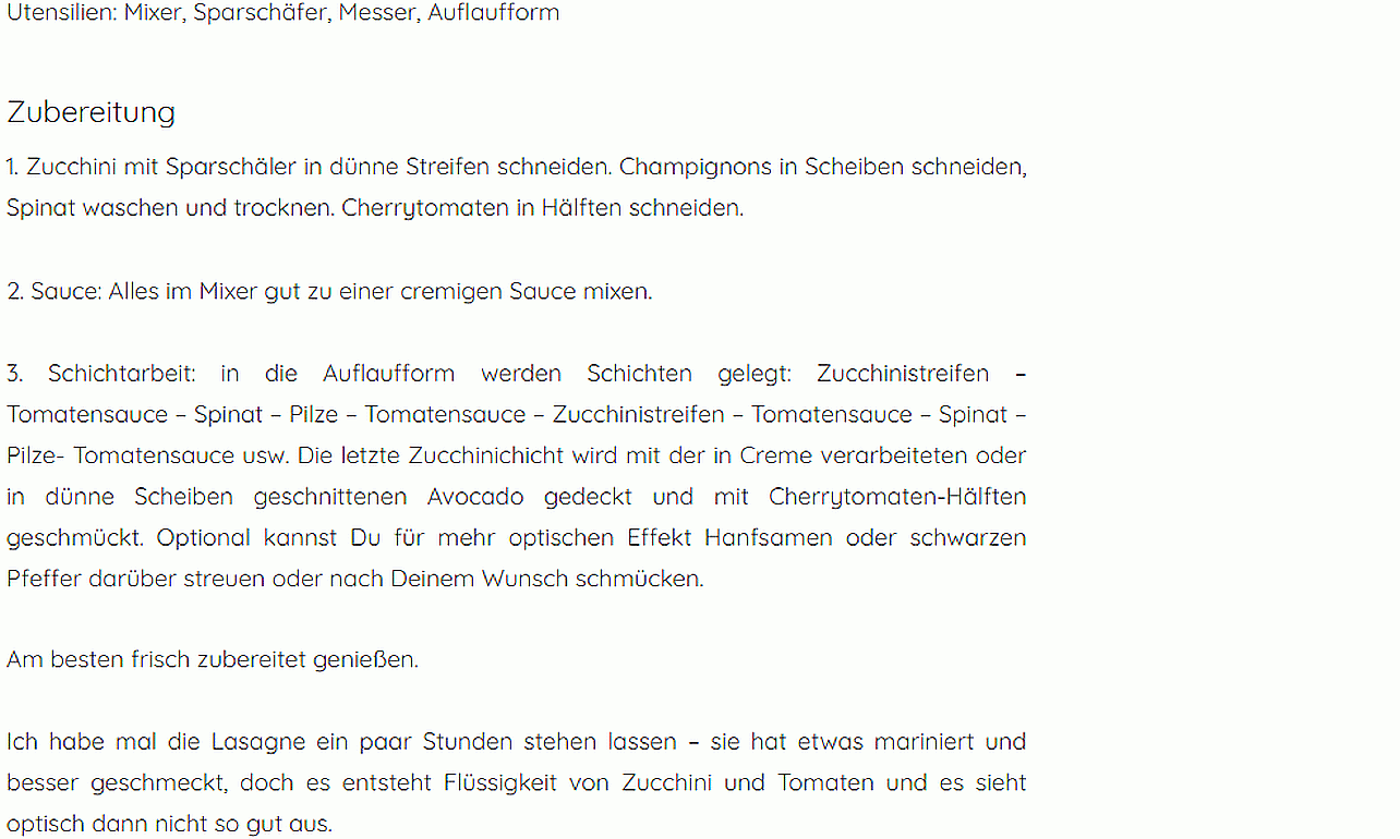 Rezept Teil 2 (Zubereitung) von "Lasagne" aus "Rawexotic.com" von Victoria Rust