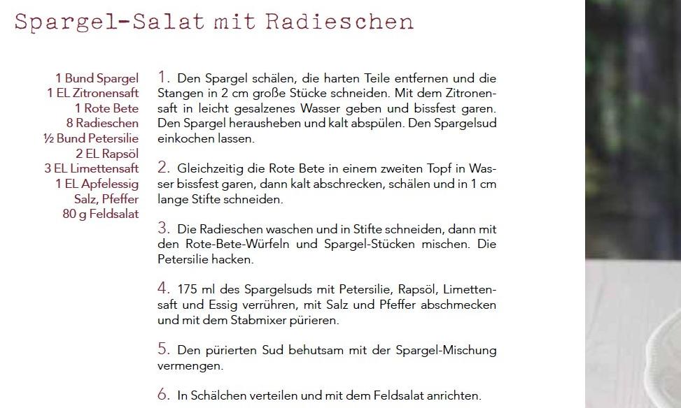 Originalrezept "Spargelsalat mit Radieschen" aus dem Buch: "Vegan Detox", Seite 56