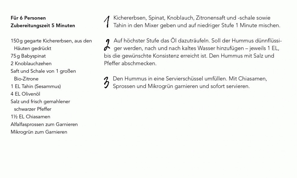 Recipe "Lemony Spinach Hummus" from the book "Vegan for the Family" by Jérôme Eckmeier