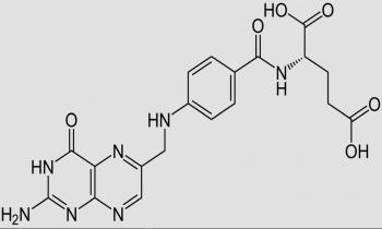 Estructura del ácido fólico: hay dos posibles tautómeros: forma de lactama y lactim.