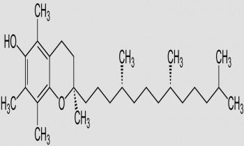 Structure of alpha tocopherol (vitamin E).