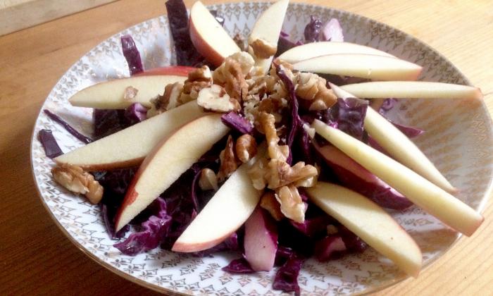 Red cabbage and apple salad with walnuts and almond butter | Foundation G+E