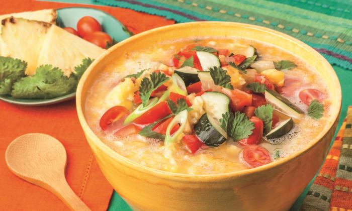 Sweet and Spicy Pineapple Cucumber Gazpacho with Cilantro | Foundation G+E