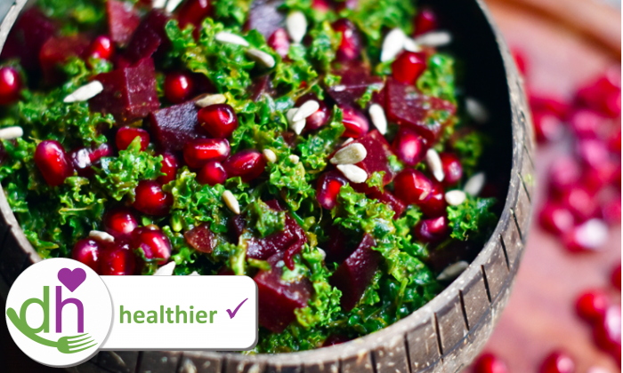 Healthy sweet and spicy kale salad with beetroot | Foundation G+E