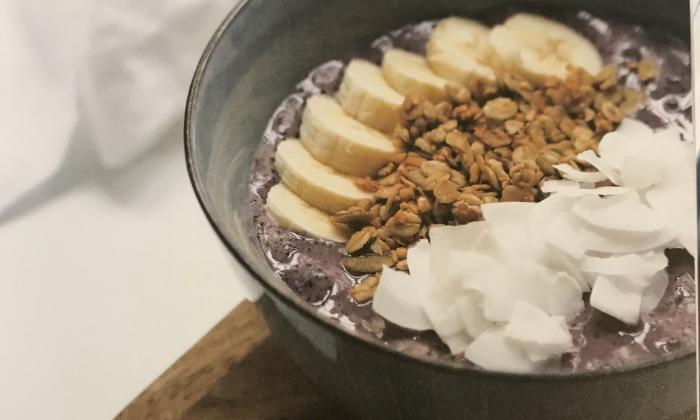 Blueberry Smoothie Bowl with Bananas and Coconut Flakes | Foundation G+E