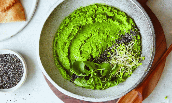 Lemony Spinach Hummus with Tahini and Chia Seeds | Foundation G+E