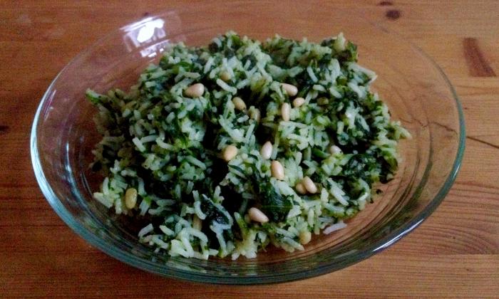 spinach rice with pine nuts | Foundation G+E