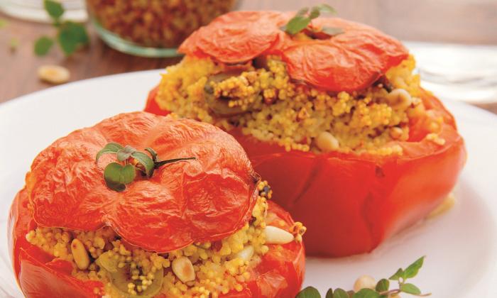 Stuffed Tomatoes with Millet, Sun-Dried Tomatoes, and Olives | Foundation G+E