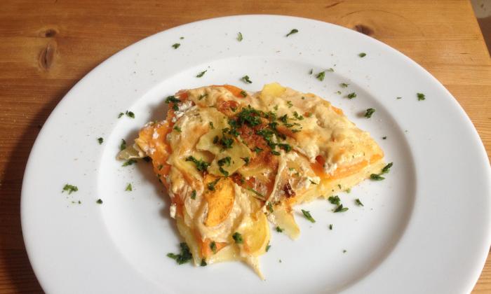 Sweet potato gratin with rosemary and soy cream | Foundation G+E