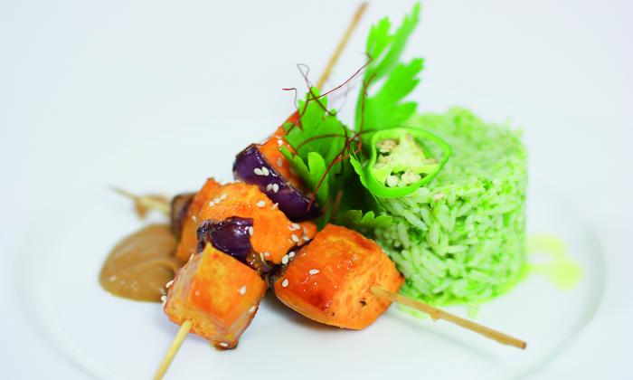 Sweet Potato Satay with Spicy Peanut Sauce | Foundation G+E