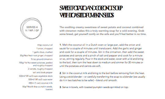 Recipe for Sweet Potato and Coconut Soup with Toasted Pumpkin Seeds